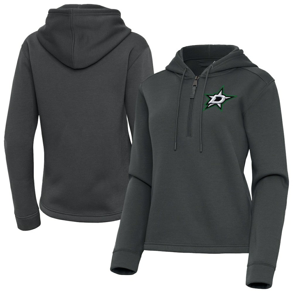 Dallas Stars Antigua Women's Contemporary Quarter-Zip Hoodie - Pewter - NHL
