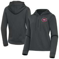 Montreal Canadiens Antigua Women's Contemporary Quarter-Zip Hoodie - Pewter - NHL