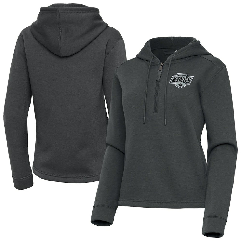 Los Angeles Kings Antigua Women's Contemporary Quarter-Zip Hoodie - Pewter - NHL