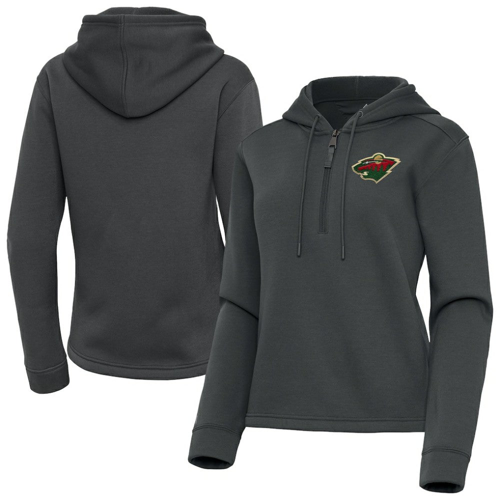Minnesota Wild Antigua Women's Contemporary Quarter-Zip Hoodie - Pewter - NHL