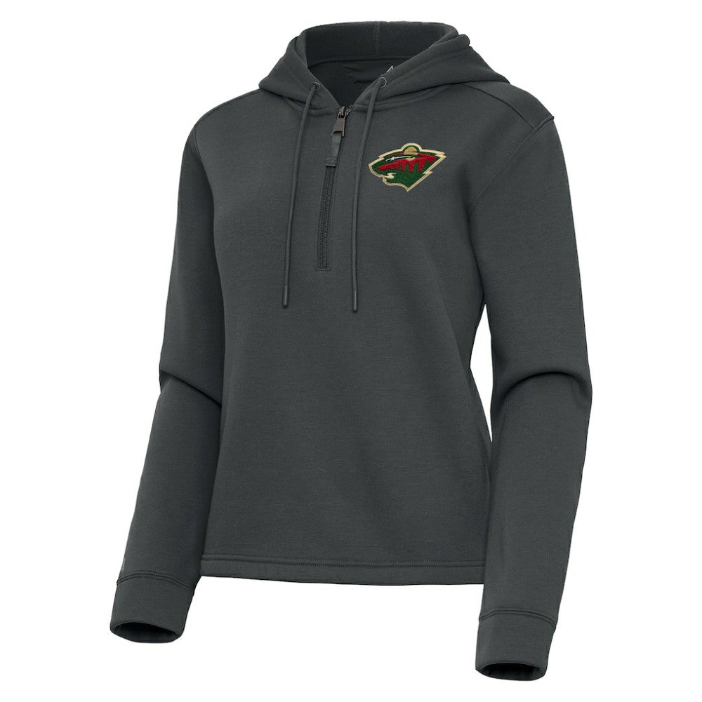 Minnesota Wild Antigua Women's Contemporary Quarter-Zip Hoodie - Pewter - NHL