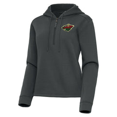 Minnesota Wild Antigua Women's Contemporary Quarter-Zip Hoodie - Pewter - NHL
