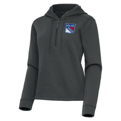 New York Rangers Antigua Women's Contemporary Quarter-Zip Hoodie - Pewter - NHL