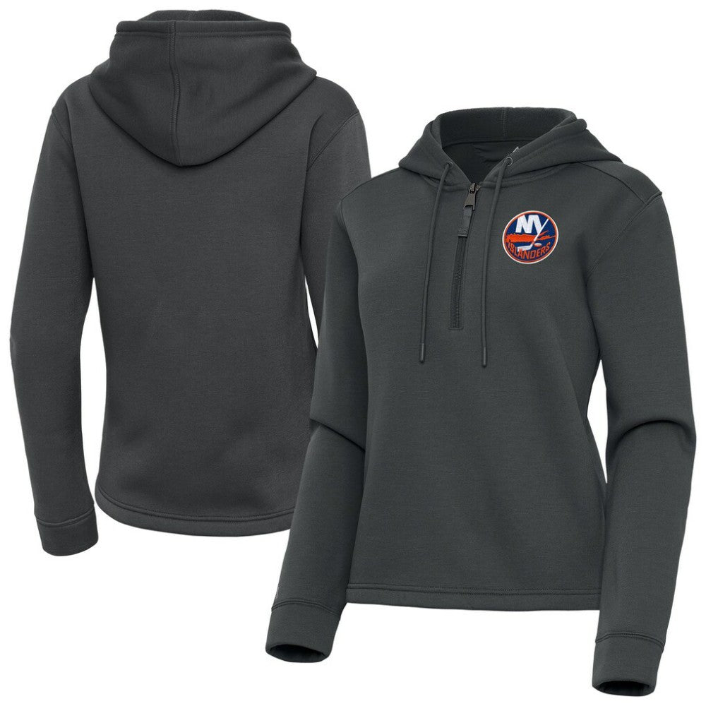 New York Islanders Antigua Women's Contemporary Quarter-Zip Hoodie - Pewter - NHL