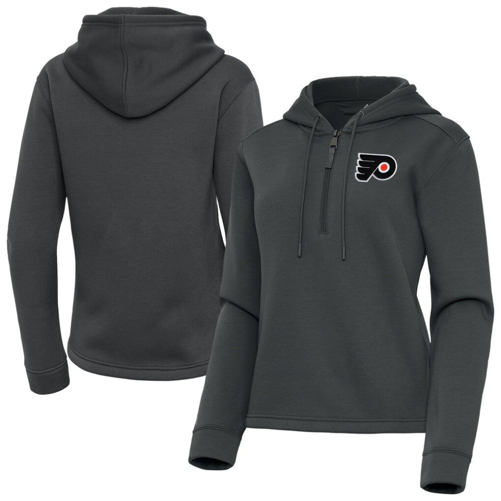 Philadelphia Flyers Antigua Women's Contemporary Quarter-Zip Hoodie - Pewter - NHL