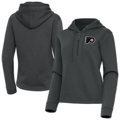 Philadelphia Flyers Antigua Women's Contemporary Quarter-Zip Hoodie - Pewter - NHL