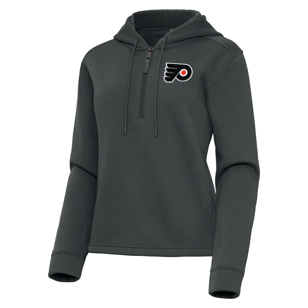 Philadelphia Flyers Antigua Women's Contemporary Quarter-Zip Hoodie - Pewter - NHL