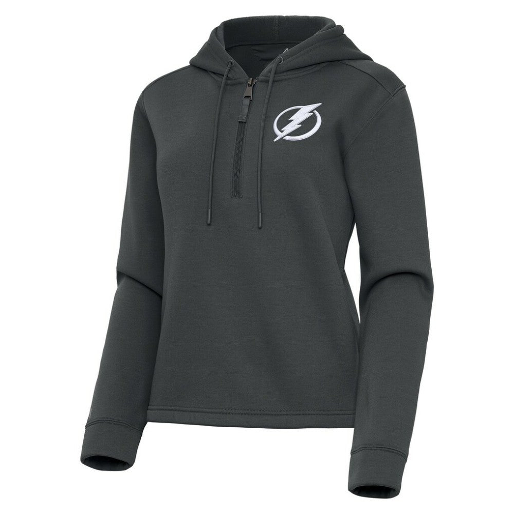 Tampa Bay Lightning Antigua Women's Contemporary Quarter-Zip Hoodie - Pewter - NHL