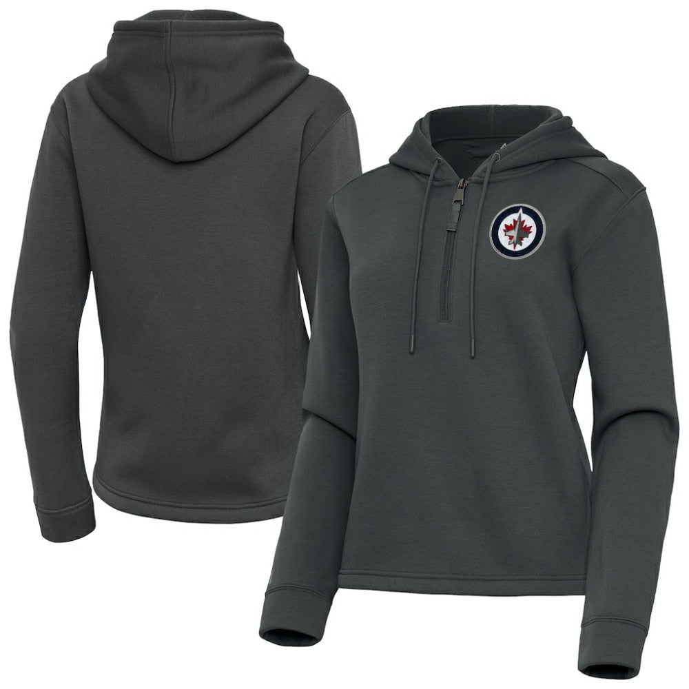 Winnipeg Jets Antigua Women's Contemporary Quarter-Zip Hoodie - Pewter - NHL