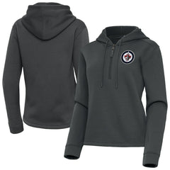 Winnipeg Jets Antigua Women's Contemporary Quarter-Zip Hoodie - Pewter - NHL
