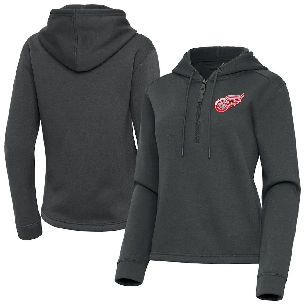 Detroit Red Wings Antigua Women's Contemporary Quarter-Zip Hoodie - Pewter - NHL