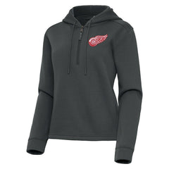 Detroit Red Wings Antigua Women's Contemporary Quarter-Zip Hoodie - Pewter - NHL