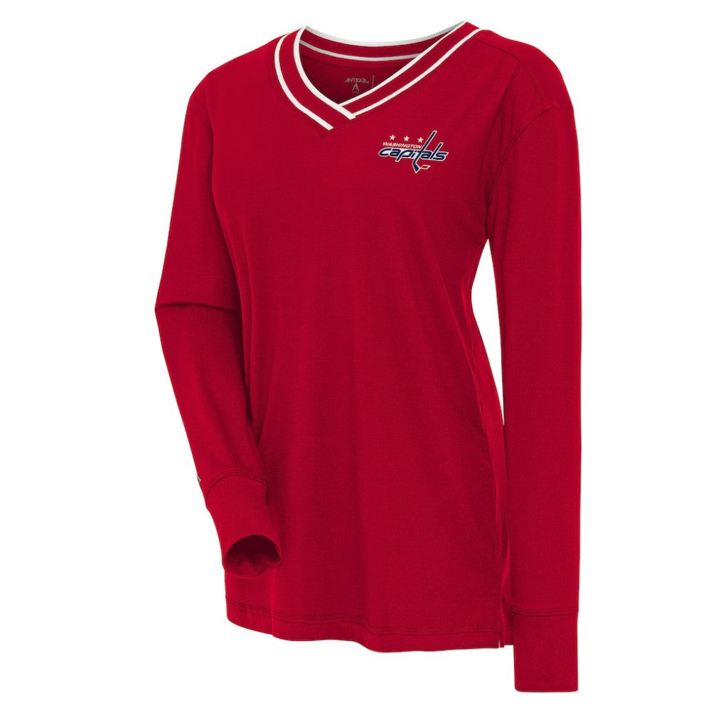 Washington Capitals Antigua Women's Symbolic V-Neck Long Sleeve T-Shirt - Red - NHL