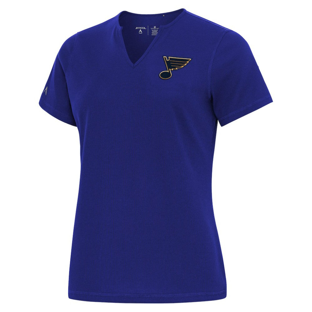 St. Louis Blues Antigua Traveler Rib V-Neck T-Shirt - Blue - NHL