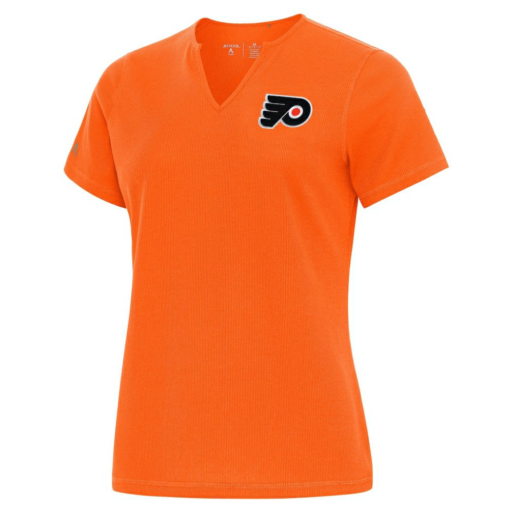 Philadelphia Flyers Antigua Traveler Rib V-Neck T-Shirt - Orange - NHL
