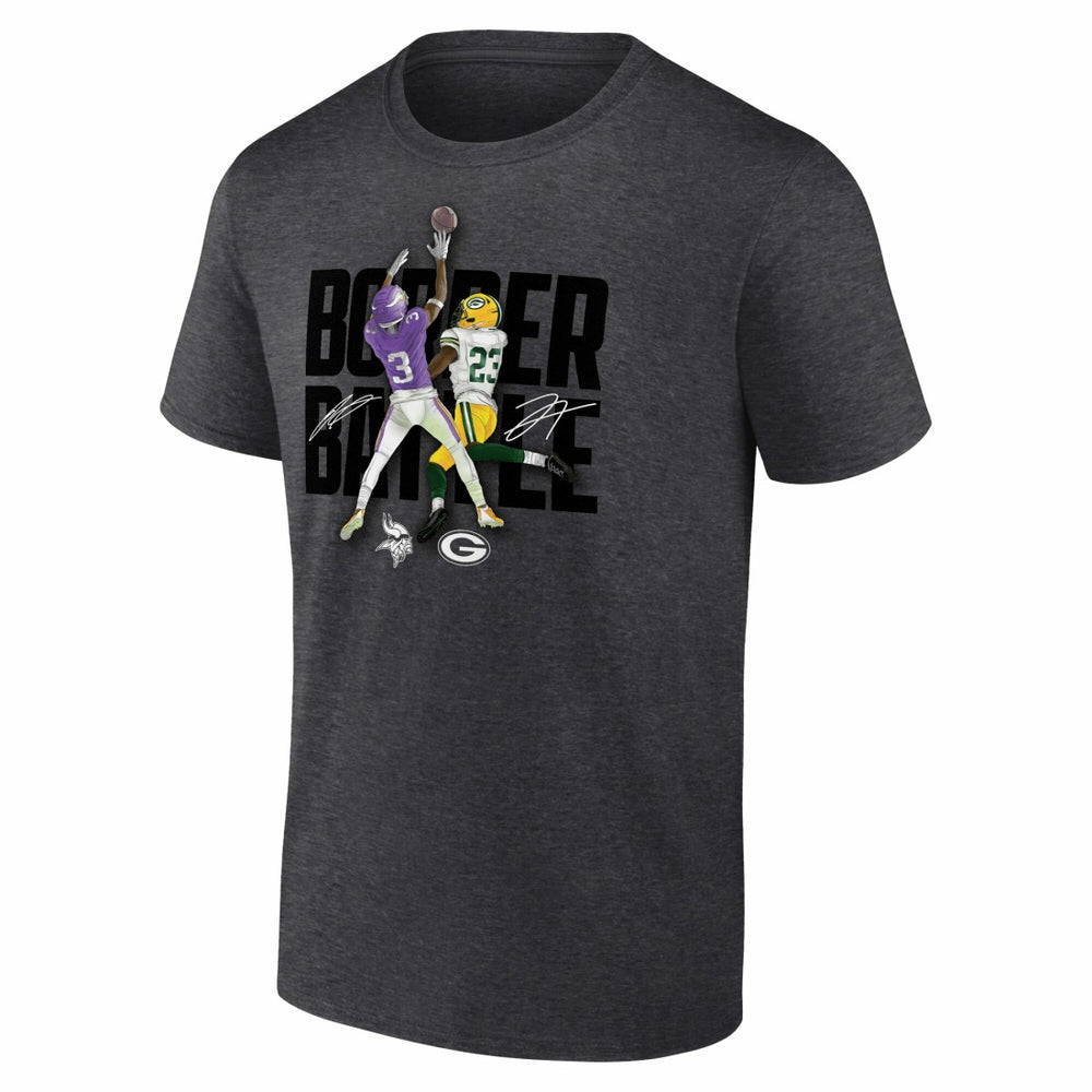 Jordan Addison & Jaire Alexander Minnesota Vikings vs. Green Bay Packers Border Battle Player T-Shirt Charcoal | Fanatics