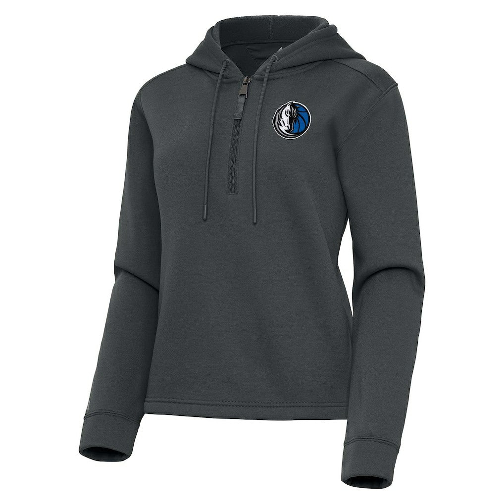 Dallas Mavericks Antigua Women's Contemporary Quarter-Zip Hoodie Pewter - NBA