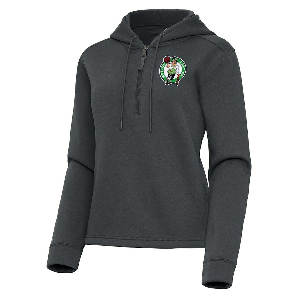 Boston Celtics Antigua Women's Contemporary Quarter-Zip Hoodie Pewter - NBA