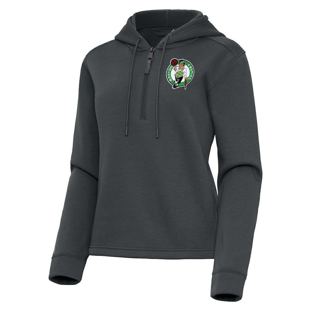 Boston Celtics Antigua Women's Contemporary Quarter-Zip Hoodie Pewter - NBA