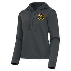 Denver Nuggets Antigua Women's Contemporary Quarter-Zip Hoodie Pewter - NBA