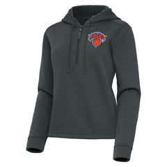 New York Knicks Antigua Women's Contemporary Quarter-Zip Hoodie Pewter - NBA