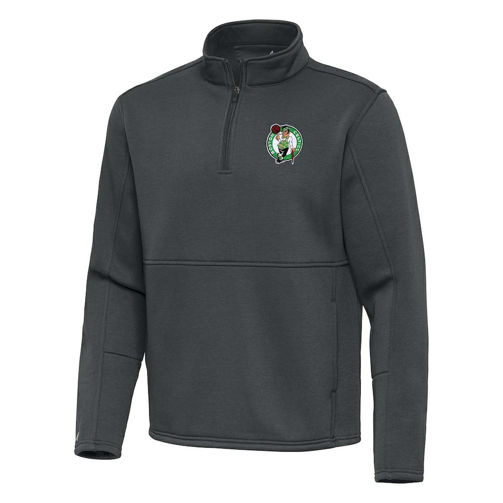 Boston Celtics Antigua Twist Quarter-Zip Pullover Top - Pewter - NBA