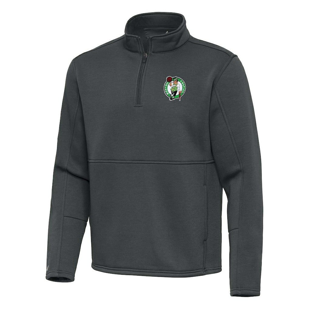 Boston Celtics Antigua Twist Quarter-Zip Pullover Top - Pewter - NBA