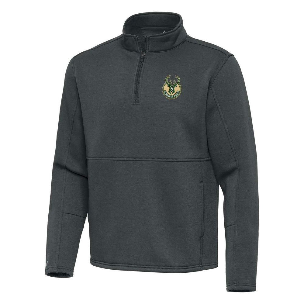 Milwaukee Bucks Antigua Twist Quarter-Zip Pullover Top - Pewter - NBA