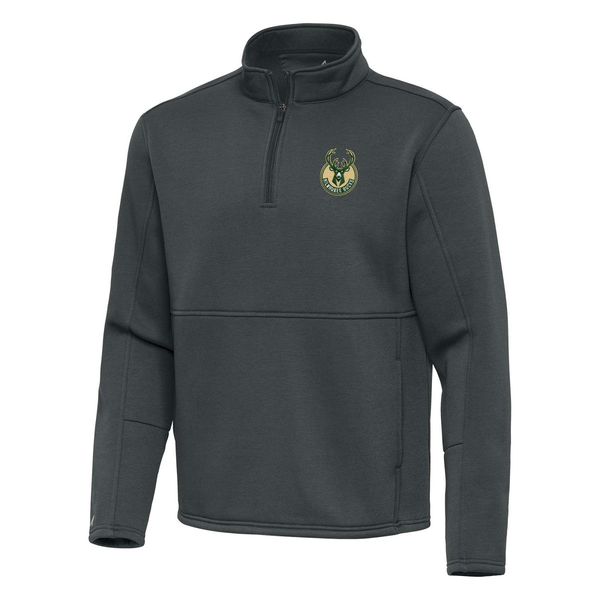 Milwaukee Bucks Antigua Twist Quarter-Zip Pullover Top - Pewter - NBA
