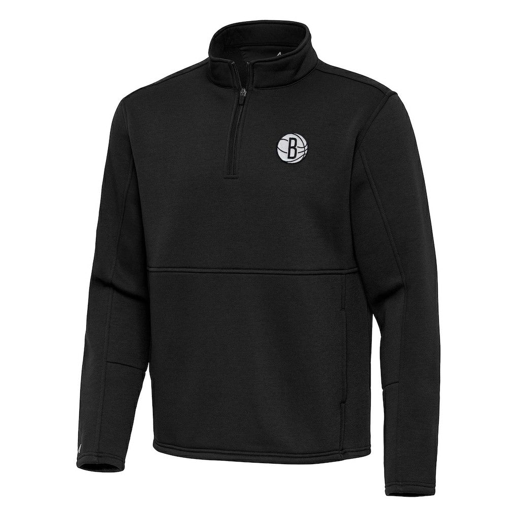 Brooklyn Nets Antigua Twist Quarter-Zip Pullover Top - Black - NBA