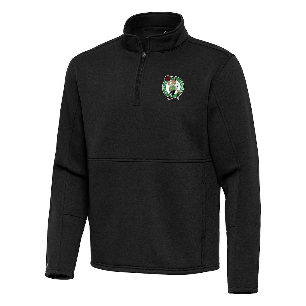 Boston Celtics Antigua Twist Quarter-Zip Pullover Top - Black - NBA