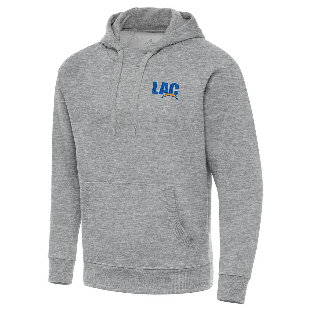 Men's Los Angeles Chargers Antigua Victory Pullover Hoodie Heather Gray | NFL