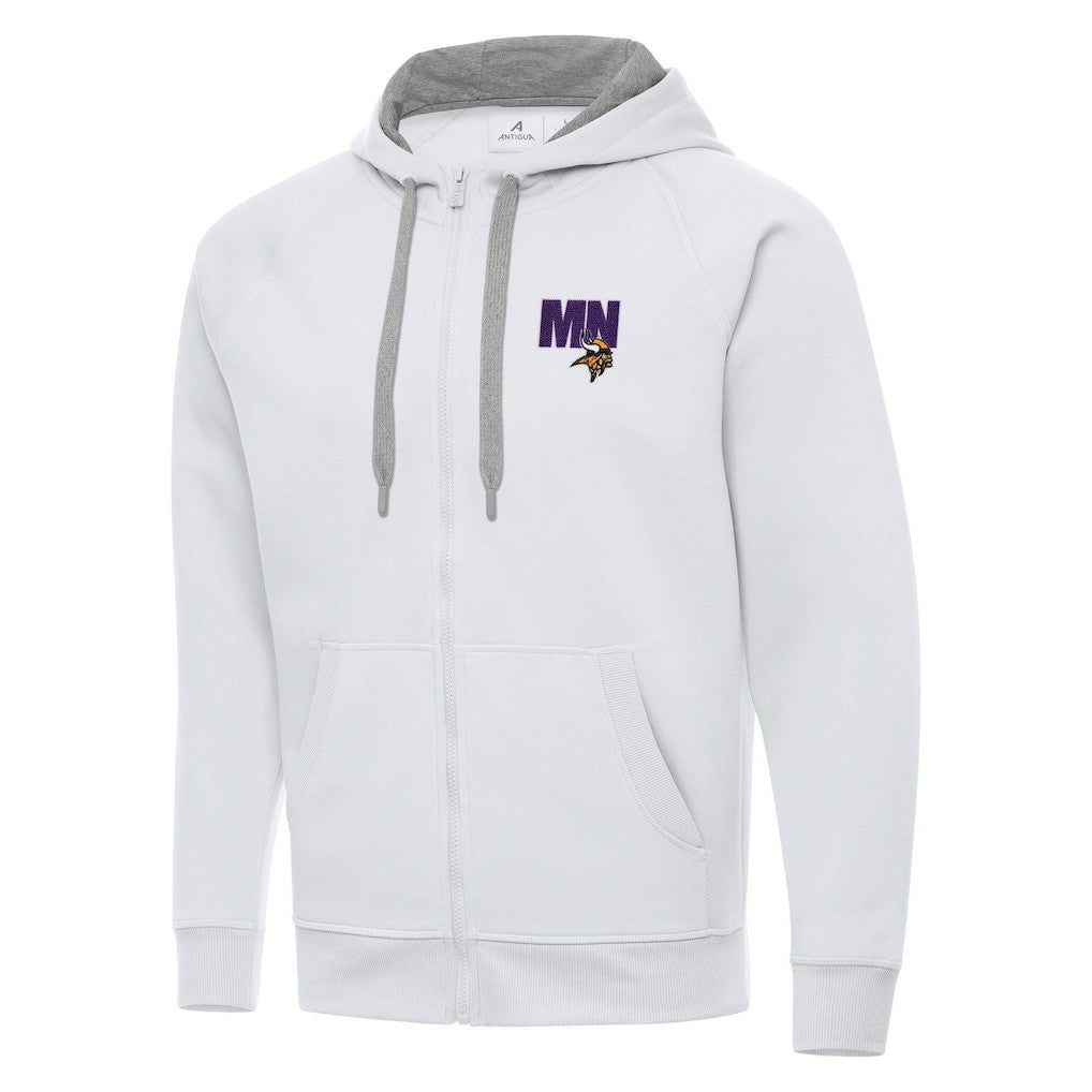 Men's Minnesota Vikings Antigua Victory Full-Zip Hoodie White | NFL