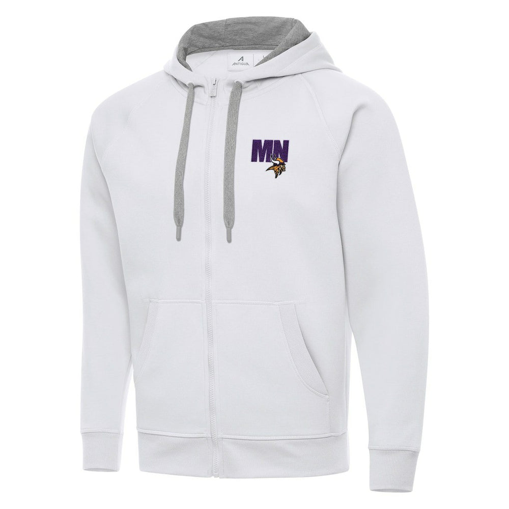 Men's Minnesota Vikings Antigua Victory Full-Zip Hoodie White | NFL
