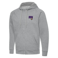 Men's Minnesota Vikings Antigua Victory Full-Zip Hoodie Heather Gray | NFL