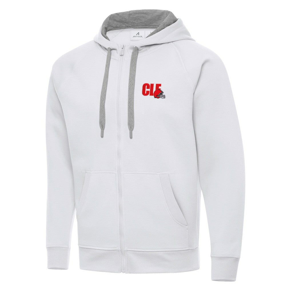 Men's Cleveland Browns Antigua Victory Full-Zip Hoodie White | NFL