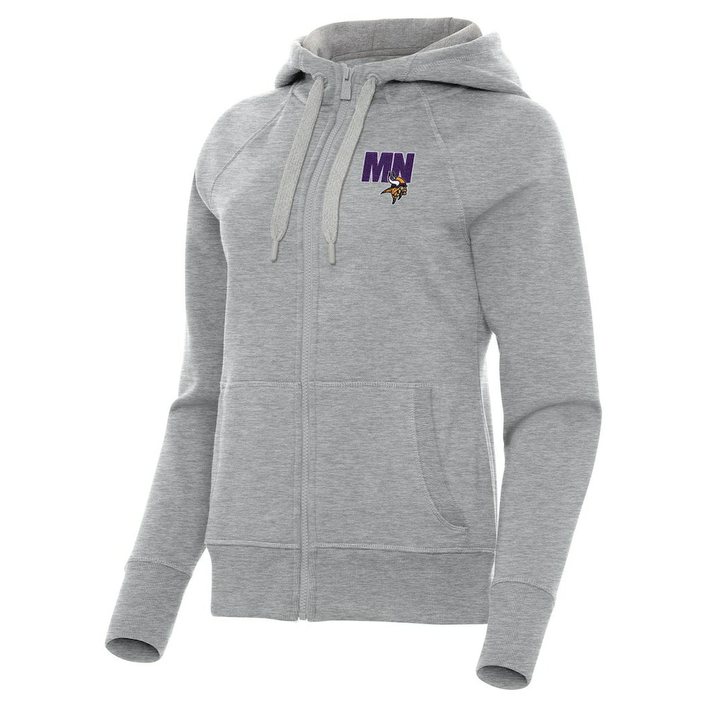 Minnesota Vikings Antigua Women's Victory Full-Zip Hoodie Heather Gray | NFL
