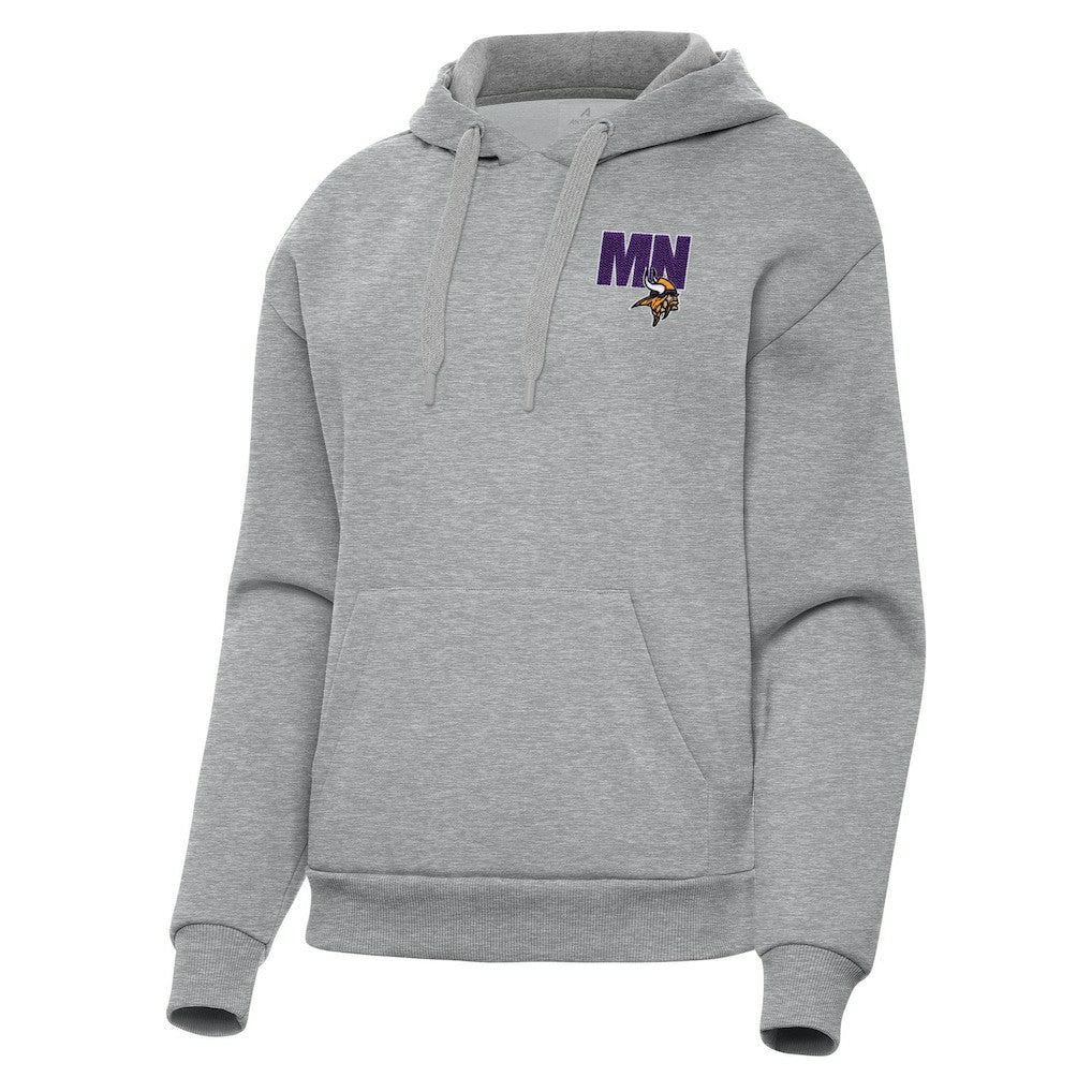 Minnesota Vikings Antigua Women's Victory Pullover Hoodie Heather Gray | NFL