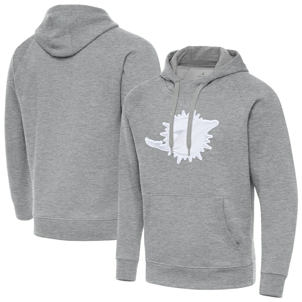 Miami Dolphins Antigua Victory Pullover Hoodie Heather Gray | NFL