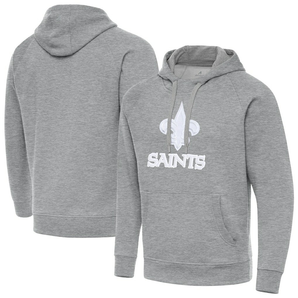 New Orleans Saints Antigua Victory Pullover Hoodie Heather Gray | NFL