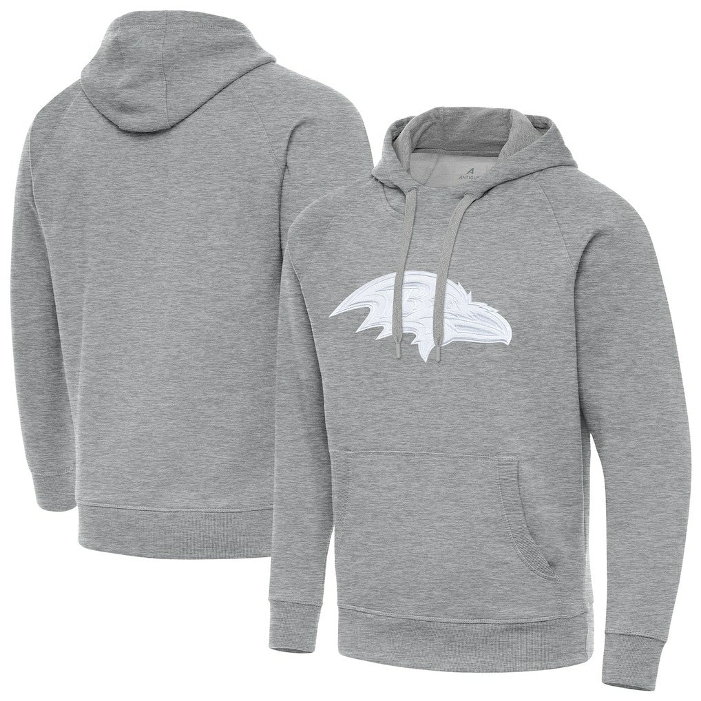 Baltimore Ravens Antigua Victory Pullover Hoodie Heather Gray | NFL