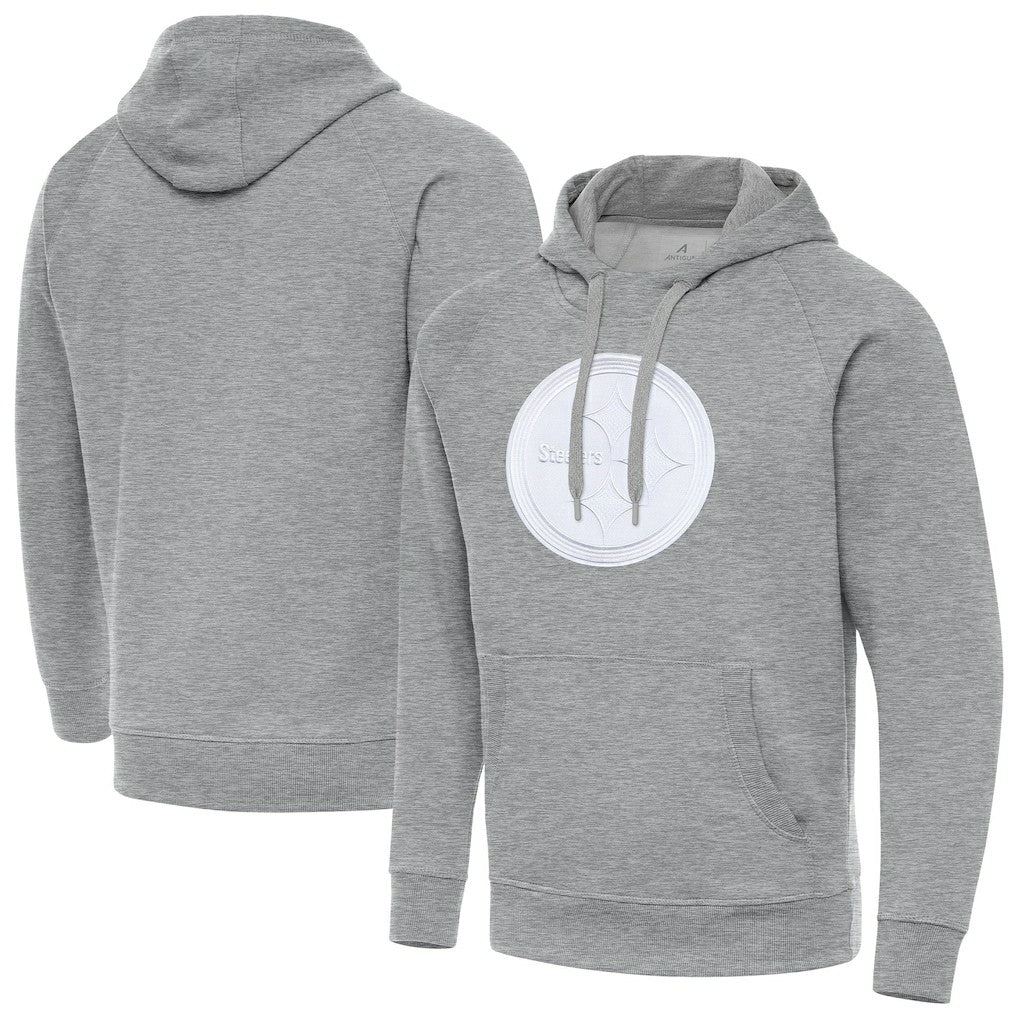 Pittsburgh Steelers Antigua Victory Pullover Hoodie Heather Gray | NFL