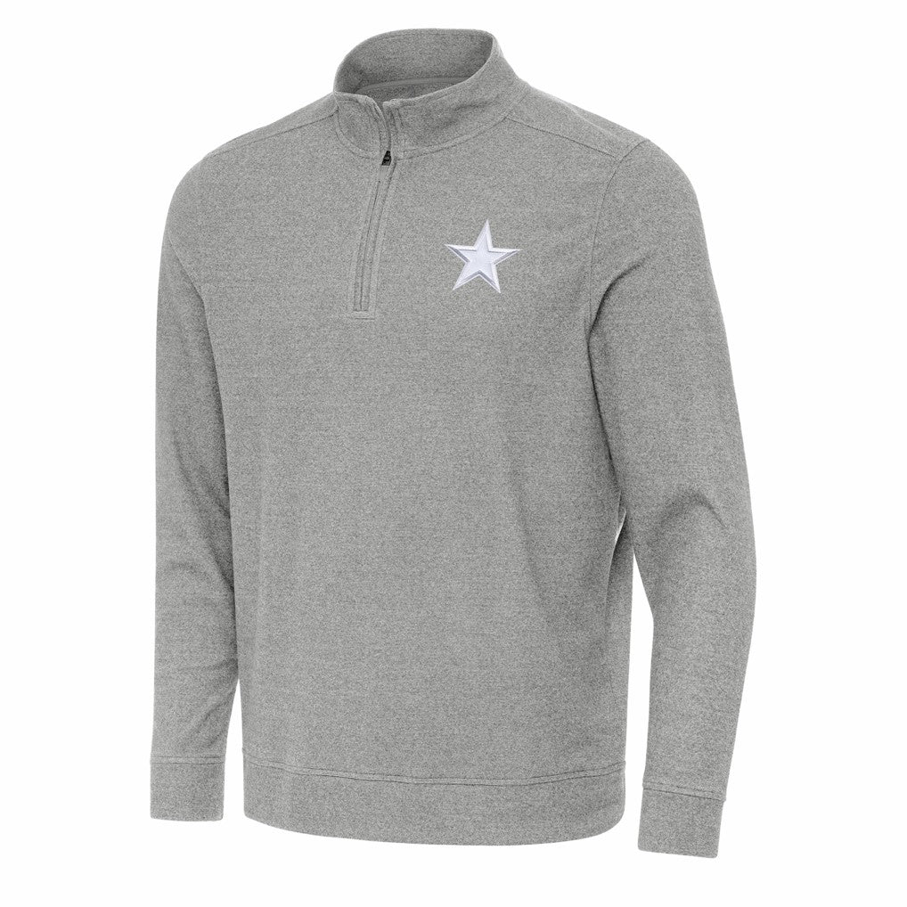 Dallas Cowboys Antigua Subtle Quarter-Zip Jacket Heather Gray | NFL