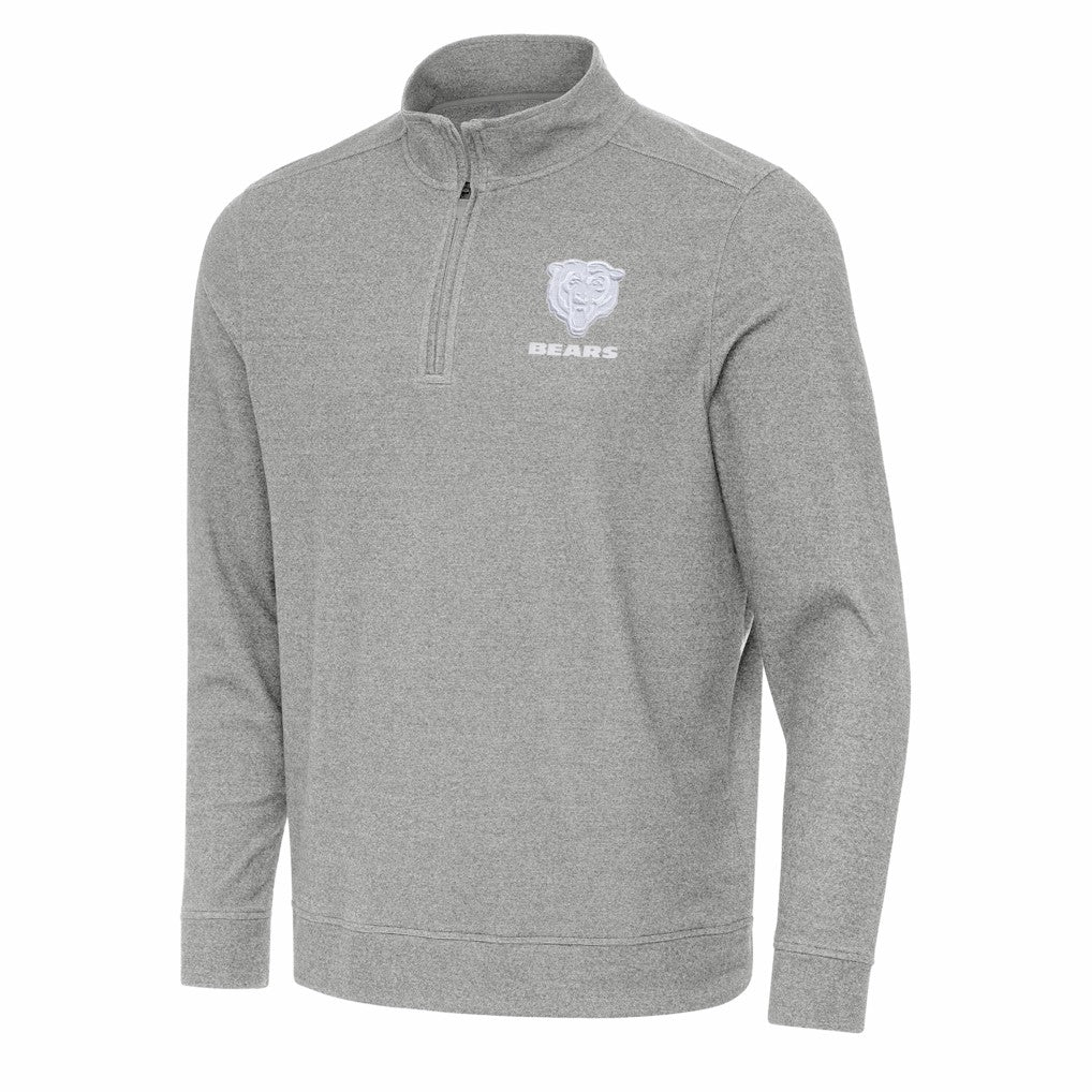 Chicago Bears Antigua Subtle Quarter-Zip Jacket Heather Gray | NFL