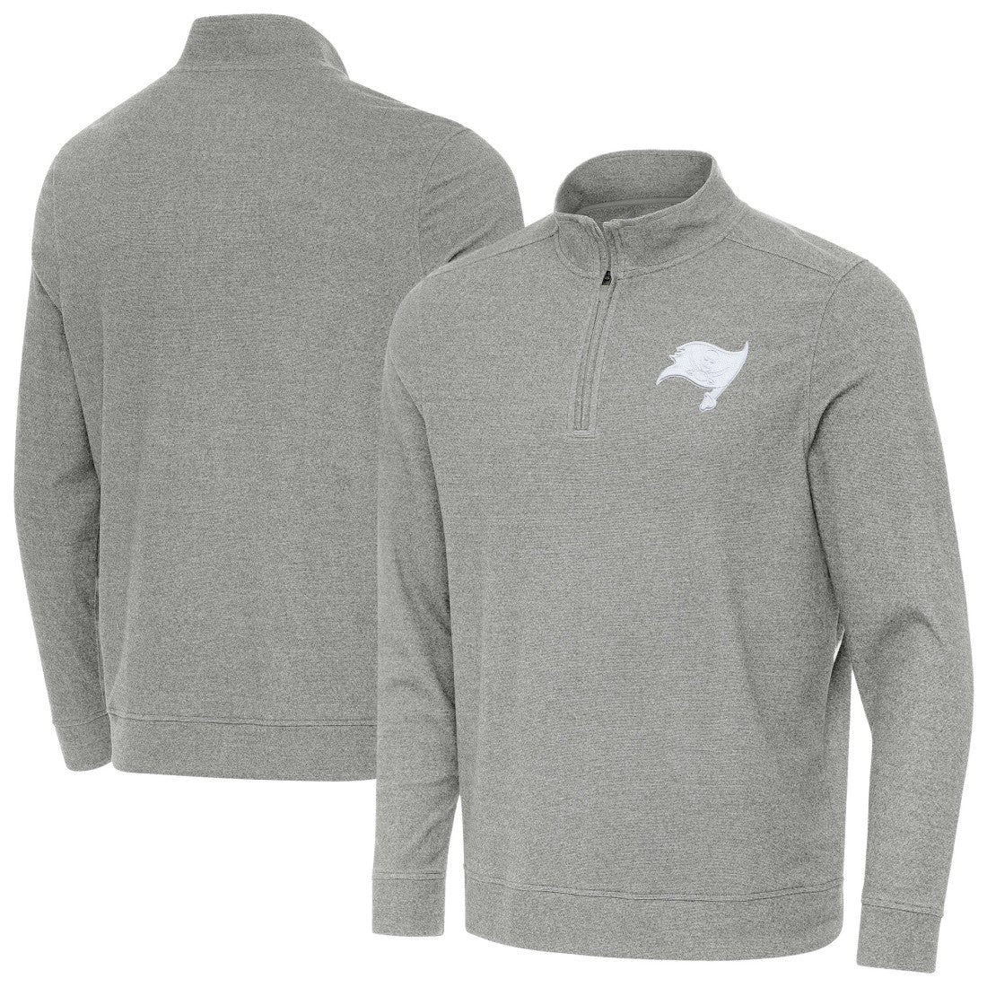 Tampa Bay Buccaneers Antigua Subtle Quarter-Zip Jacket Heather Gray | NFL