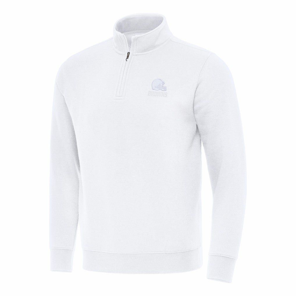 Cleveland Browns Antigua Victory Quarter-Zip Top White | NFL