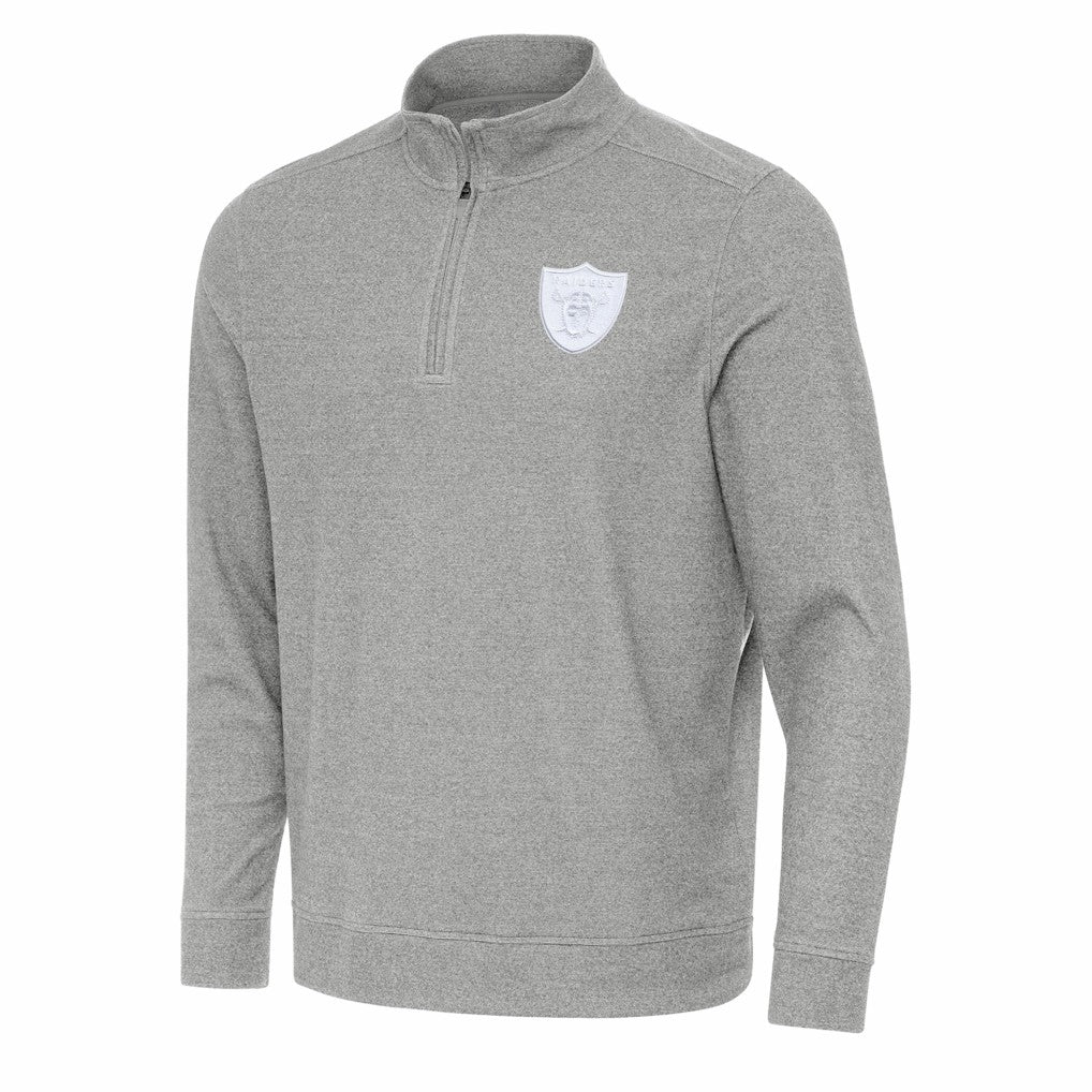 Las Vegas Raiders Antigua Subtle Quarter-Zip Top Heather Gray | NFL