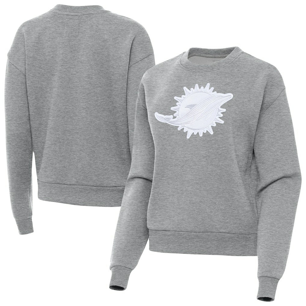 Miami Dolphins Antigua Women's Victory Pullover Sweatshirt Heather Gray | NFL