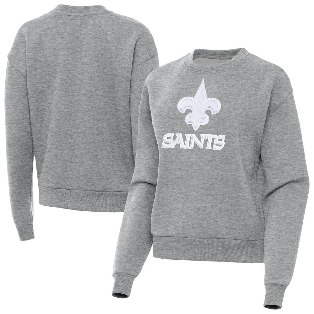 New Orleans Saints Antigua Women's Victory Pullover Sweatshirt Heather Gray | NFL