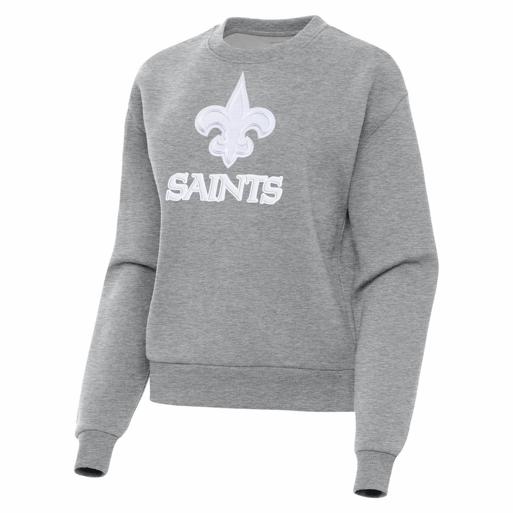 New Orleans Saints Antigua Women's Victory Pullover Sweatshirt Heather Gray | NFL